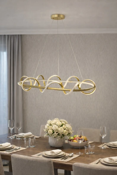 KAFKAS Wave Mat Gold Lineer LED Avize  Modern Yemek Masası & Ada Üstü ürün görseli 1
