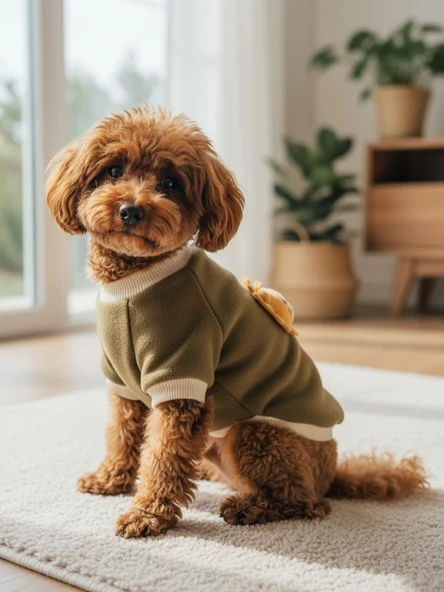 Minik Aslan Köpek Sweatshirt – Haki - Resim 8