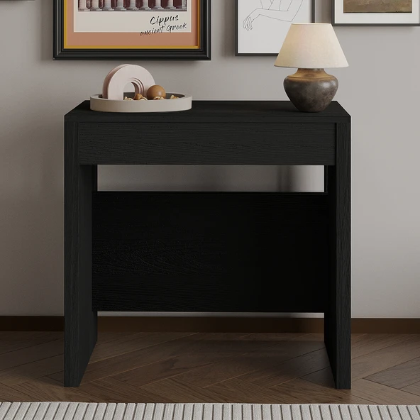 İnarch Dizayn Nivo Modüler Açılır Yemek Masası – Modern Dresuar & Çok Amaçlı Masa,Kapalı 44 cm - Açık 116 cm  Ahşap Siyah ürün görseli 1