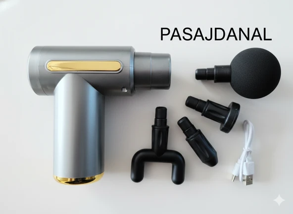 Pasajdanal Mini Şarjlı 4 Başlıklı Taşınabilir Deri Doku Kas Gevşetici Masaj Aleti ürün görseli 1
