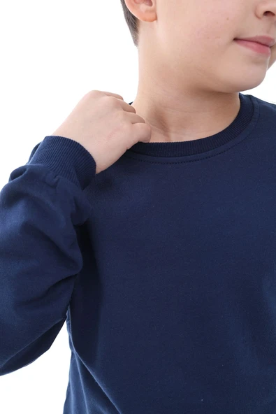 2'li Basic Şardonlu Çocuk Sweatshirt 3-10 Yaş Hardal-Antrasit - Resim 4