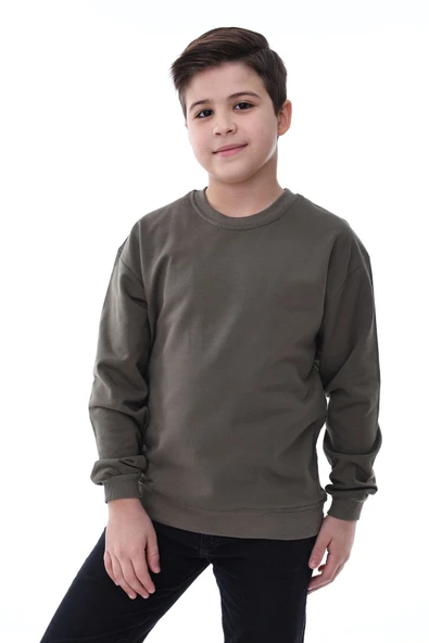 Basic Bisiklet Yaka Şardonlu Çocuk Sweatshirt 3-12 Yaş ürün görseli 1