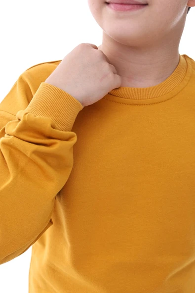 Basic Bisiklet Yaka Şardonlu Çocuk Sweatshirt 3-12 Yaş - Resim 6