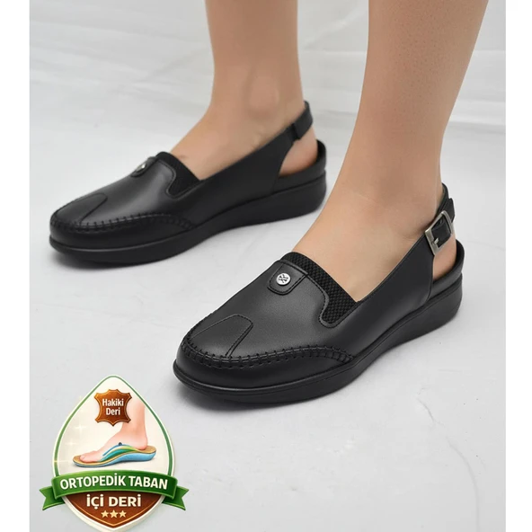 T801 Hafif Esnek Ortopedik Taban Günlük İçi Deri Kadın Ayakkabı Yazlık Kadın Sandalet ürün görseli 1