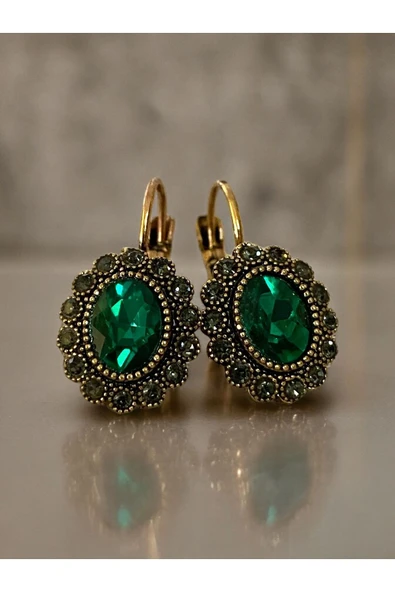 Black Diamond Taşlı Oval Küpe - Resim 7