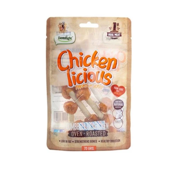Dentalight Chicken Dumbell Tavuk Etli Köpek Ödül Dambılı 70 Gr ürün görseli 1
