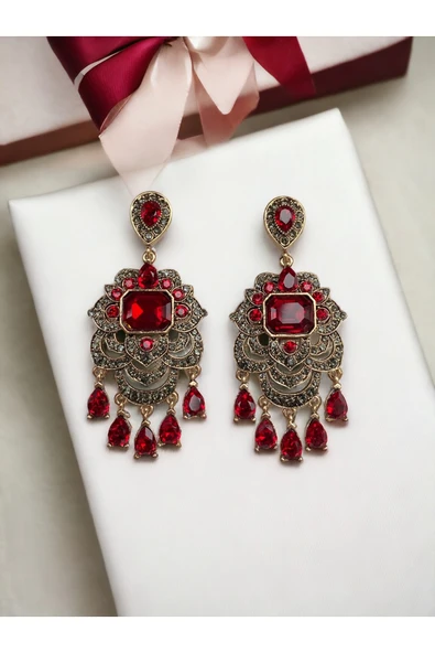 Kristal Taşlı Su Damlaları Sallantılı Küpe ürün görseli 1