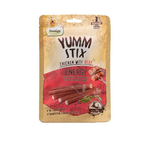 Dentalight Yumm Stick Energy Tavuklu ve Sığır Etli Köpek Ödül Çubuğu 50 Gr ürün görseli 1
