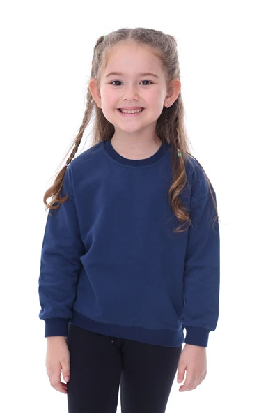 Basic Düz Renk Pembe Fırçalı Yumuşak %100 Pamuk Sweatshirt ürün görseli 1