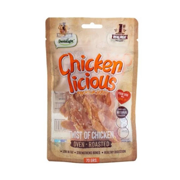 Dentalight Chicken Twist Tavuk Etli Köpek Ödül Burgu Çubuğu 70 Gr ürün görseli 1