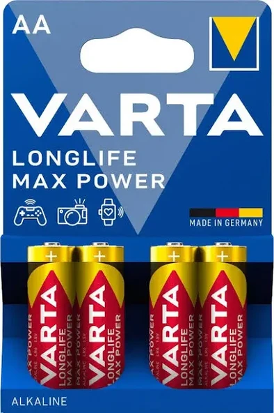 Varta Longlife Max Power AA Alkalin Kalem Pil, LR6, 1,5V, 4'lü ürün görseli 1