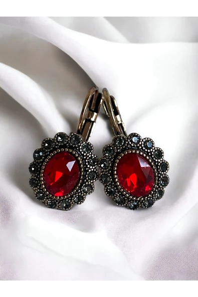 Black Diamond Taşlı Oval Küpe - Resim 3