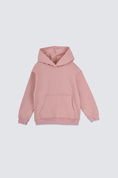 Basic Kapüşonlu Şardonlu Kanguru Cep Detaylı Çocuk Sweatshirt 3-12 Yaş ürün görseli 1