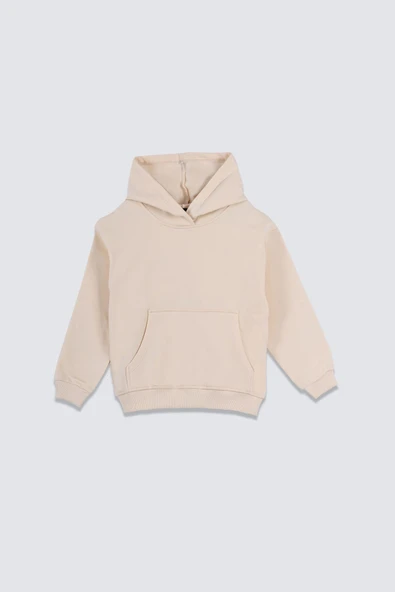 Basic Kapüşonlu Şardonlu Kanguru Cep Detaylı Çocuk Sweatshirt 3-12 Yaş ürün görseli 1