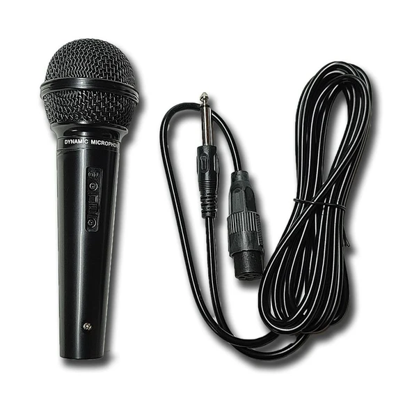 Pawer PW-178 Kablolu El Tipi Dinamik Mikrofon 3 Metre Kablolu - Karaoke, Anons, Konuşma & Sahne Kullanımı (Aç/Kapa) ürün görseli 1