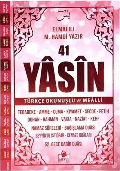 41 Yasin Türkçe Okunuşlu ve Mealli-Pembe Kapak Orta Boy ürün görseli 1