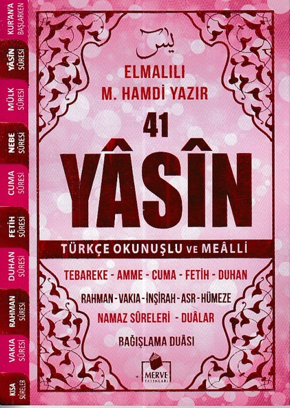 41 Yasin Çanta Boy Türkçe Okunuşlu ve Mealli Pembe Kapak ürün görseli 1