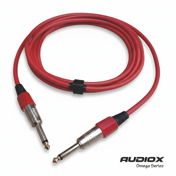 AUDIOX Omega Series - Kırmızı - 6.3 mm Mono Jak Kablo - Gitar - Amfi - Klavye Bağlantı Kablosu - Enstrüman Kablosu ürün görseli 1