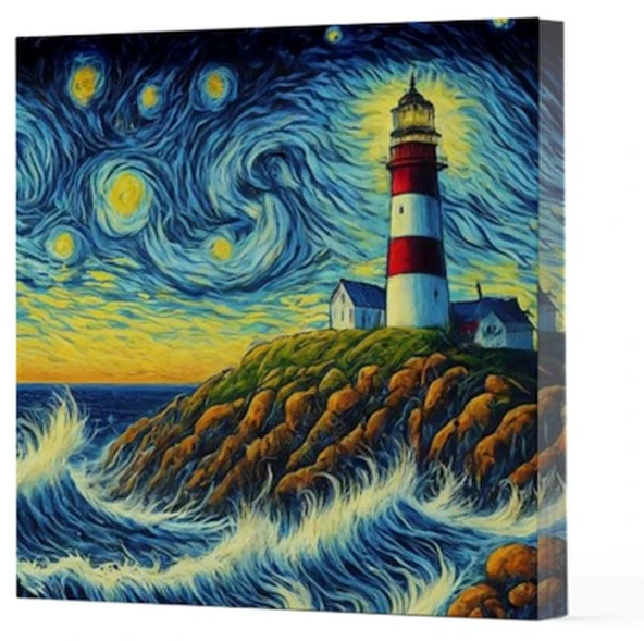 Van Gogh 8 Deniz Feneri - Çizgisiz Yan Boyamalı Defter ürün görseli 1