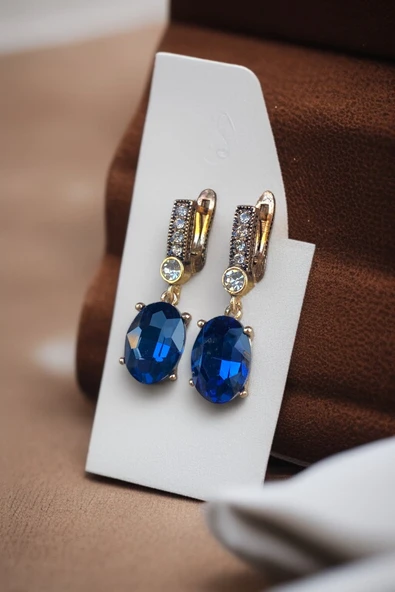 Kristal Taşlı Oval Küpe - Resim 11