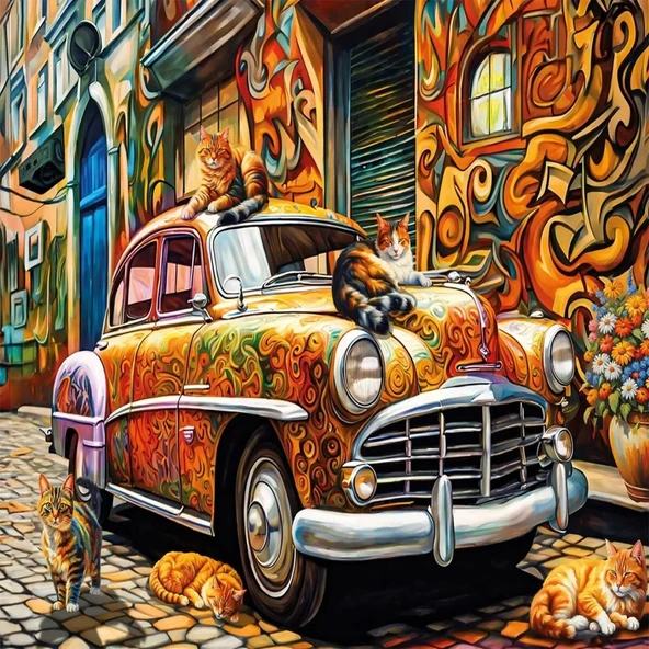 20073 PUZZLE 500 Cats Of The Car ürün görseli 1