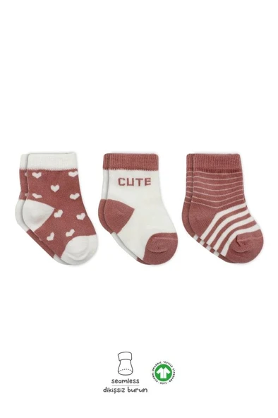 3'Lü Penye Cute Stars Soket Çorap BS10115 Pudra ürün görseli 1
