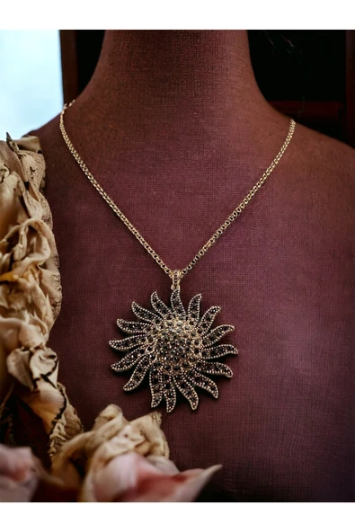 Zirkon Taşlı Güneş Figür Kolye - Resim 2