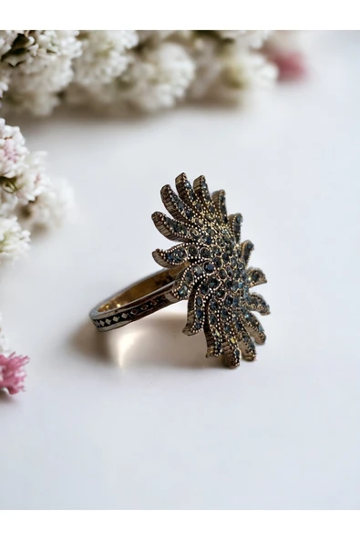 Black Diamond i Taşlı Güneş Figür Yüzük ürün görseli 1