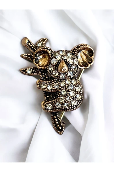 Black Diamond Taşlı Koala Broş - Resim 10