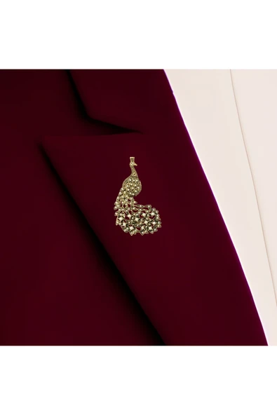 İnci Tavuskuşu Motif Broş - Resim 2