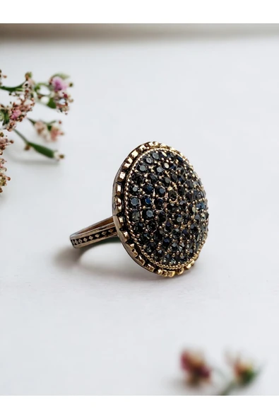 Black Diamond Taşlı Daire Yüzük ürün görseli 1
