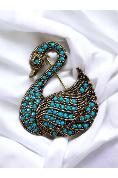 İnci Kuğu Motif Broş - Resim 5