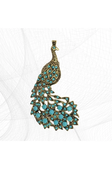 İnci Tavuskuşu Motif Broş - Resim 8