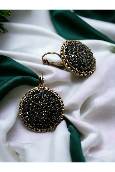 Black Diamond Taşlı Daire Küpe ürün görseli 1