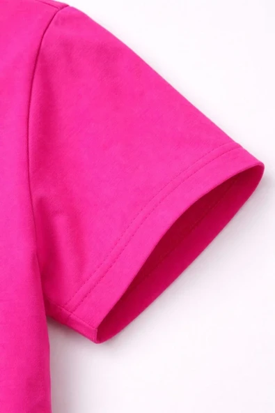 Genç Kız Çocuk V Yaka Tişört Model - Pembe - Resim 3