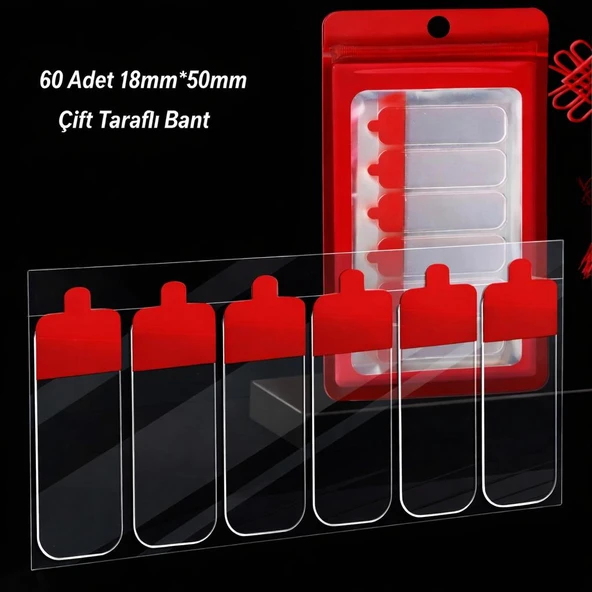 3B Trend 60 Parça Güçlü Şeffaf Çift Taraflı Bant 18*50 mm– Kolay Açılır, Çok Amaçlı Kullanım ürün görseli 1
