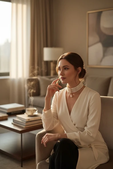 İnci Mayorka Choker Kolye - Resim 4