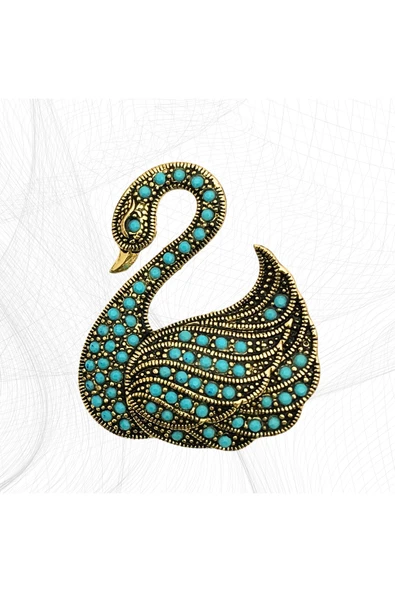 İnci Kuğu Motif Broş - Resim 6