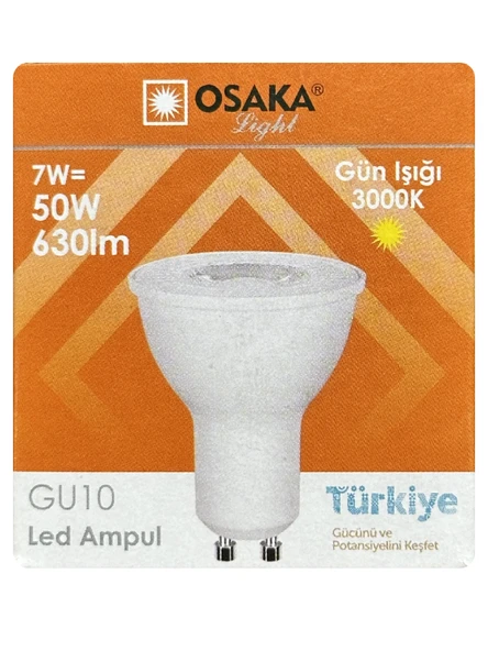 (1 Adet) Osaka 7W (50W) Sarı Işık (3000K) GU10 Duylu Led Spot Ampul ürün görseli 1