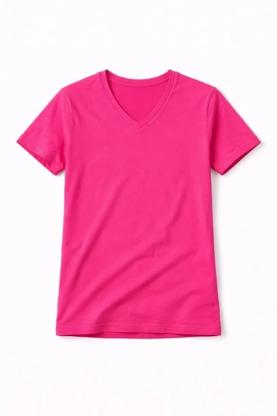 Genç Kız Çocuk V Yaka Tişört Model - Pembe ürün görseli 1