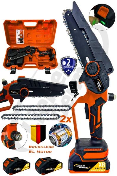 Lieber German BL Motor 21 Volt 20cm Palalı 2x Zincirli Bıçkı Odun Dal Budama Makinesi ürün görseli 1