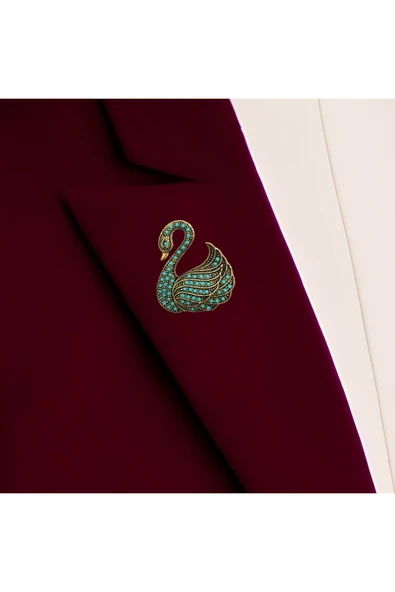 İnci Kuğu Motif Broş - Resim 4