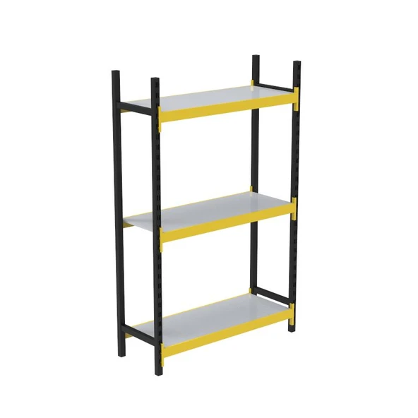 3 Katlı Tekli Midi Rack - Ekonomik Depo, Arşiv, Kiler Rafı   Siyah-Turuncu 46x90 cm 100 cm ürün görseli 1