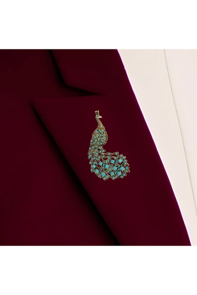 İnci Tavuskuşu Motif Broş - Resim 6