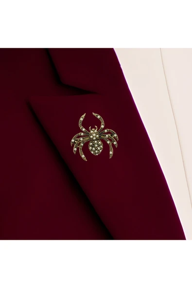 Inci Işlemeli Örümcek Motif Broş - Resim 2