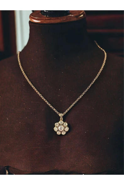 Papatya Model Zirkon Taşlı Kolye - Resim 4