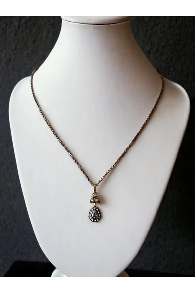 Oval Kesim Zirkon Taşlı Kolye - Resim 3