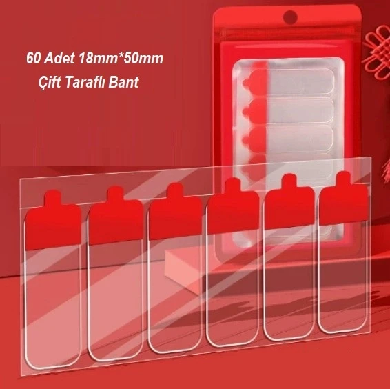60 Parça Kolay Açılır Güçlü Çift Taraflı Bant 18mm*50mm ürün görseli 1