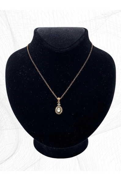 Oval Kesim Zirkon Taşlı Kolye - Resim 5