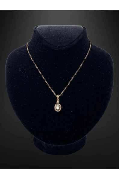 Oval Kesim Zirkon Taşlı Kolye - Resim 6